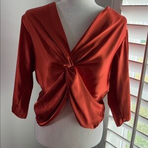 Women’s Tash & Sophie Elegant front knot Rust Women's Blouse